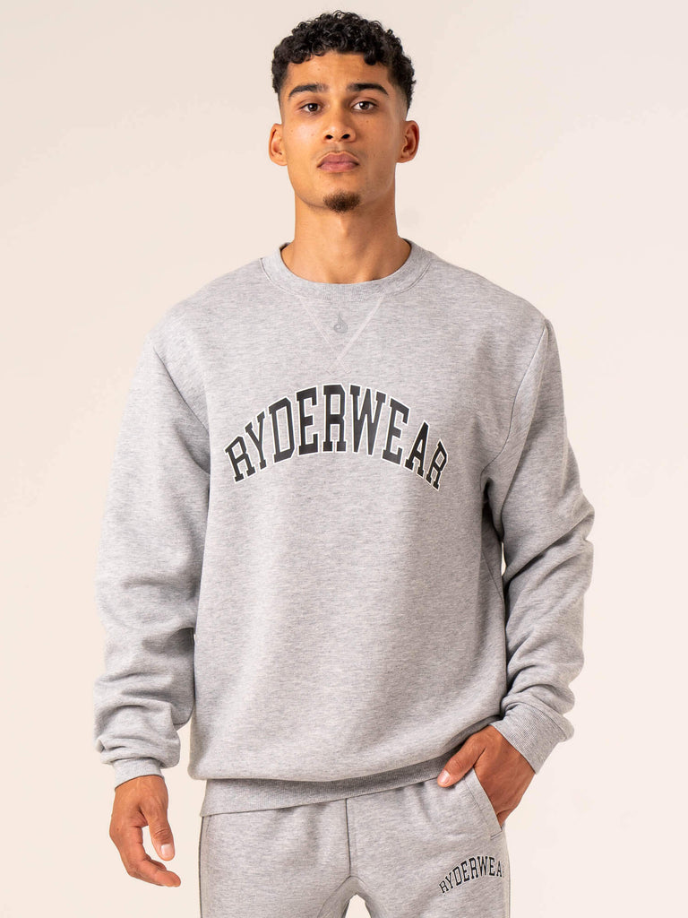Fleece Track Crewneck - Light Grey Marl