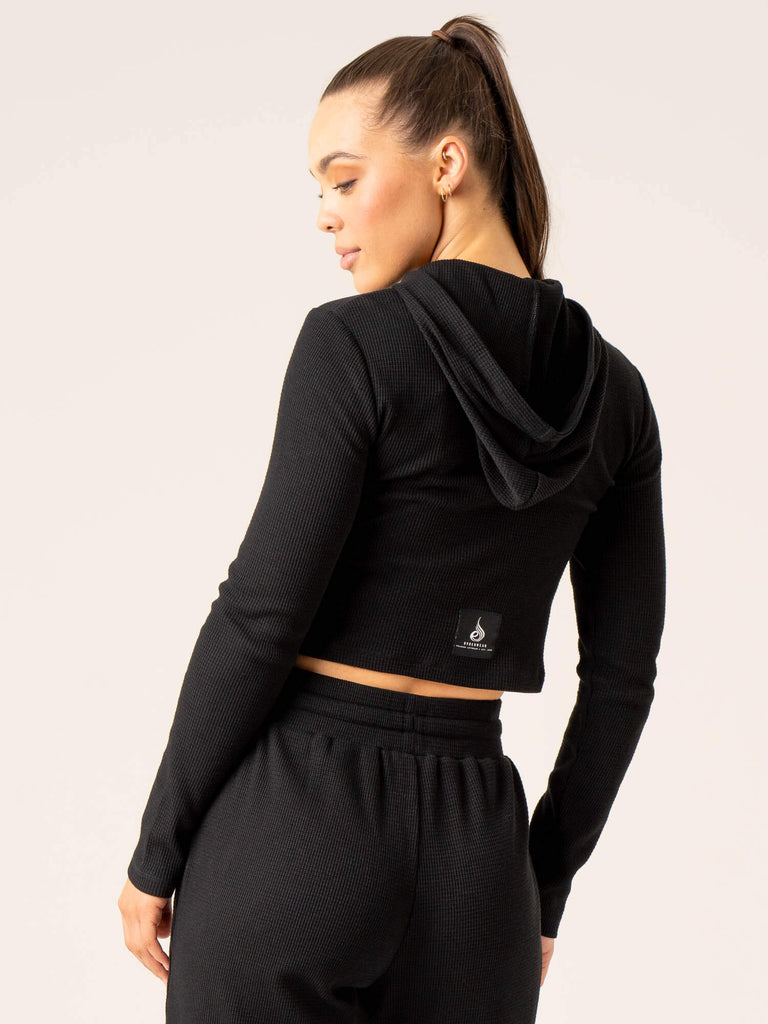 Women s Waffle Lounge Hoodie Black Ryderwear Wholesale AU women-s-waffle-lounge-hoodie-black-ryderwear-wholesale-au