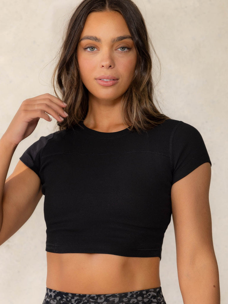 Empower Rib Tee - Black - Ryderwear Wholesale (AU)