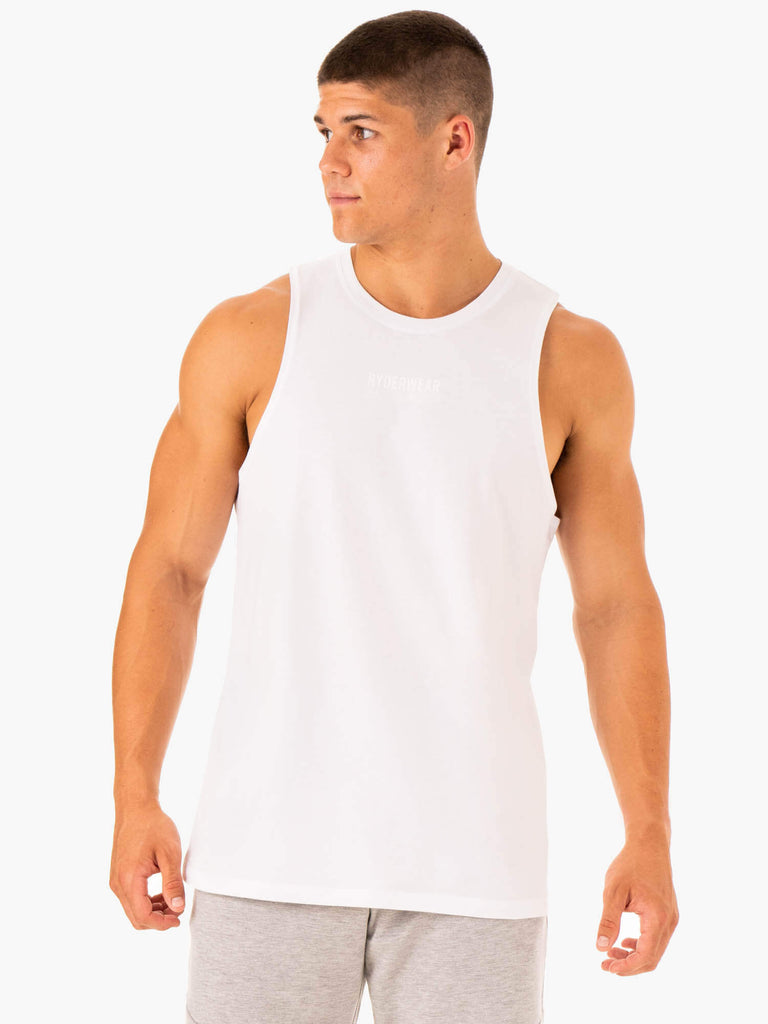 White Rocker Tank Limitless Baller Tank - White - Ryderwear Wholesale (AU)