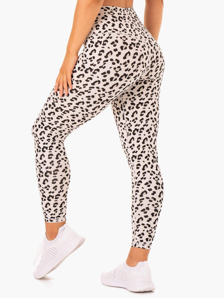 Hybrid Full Length Leggings - Ivory Leopard - Ryderwear Wholesale (AU)