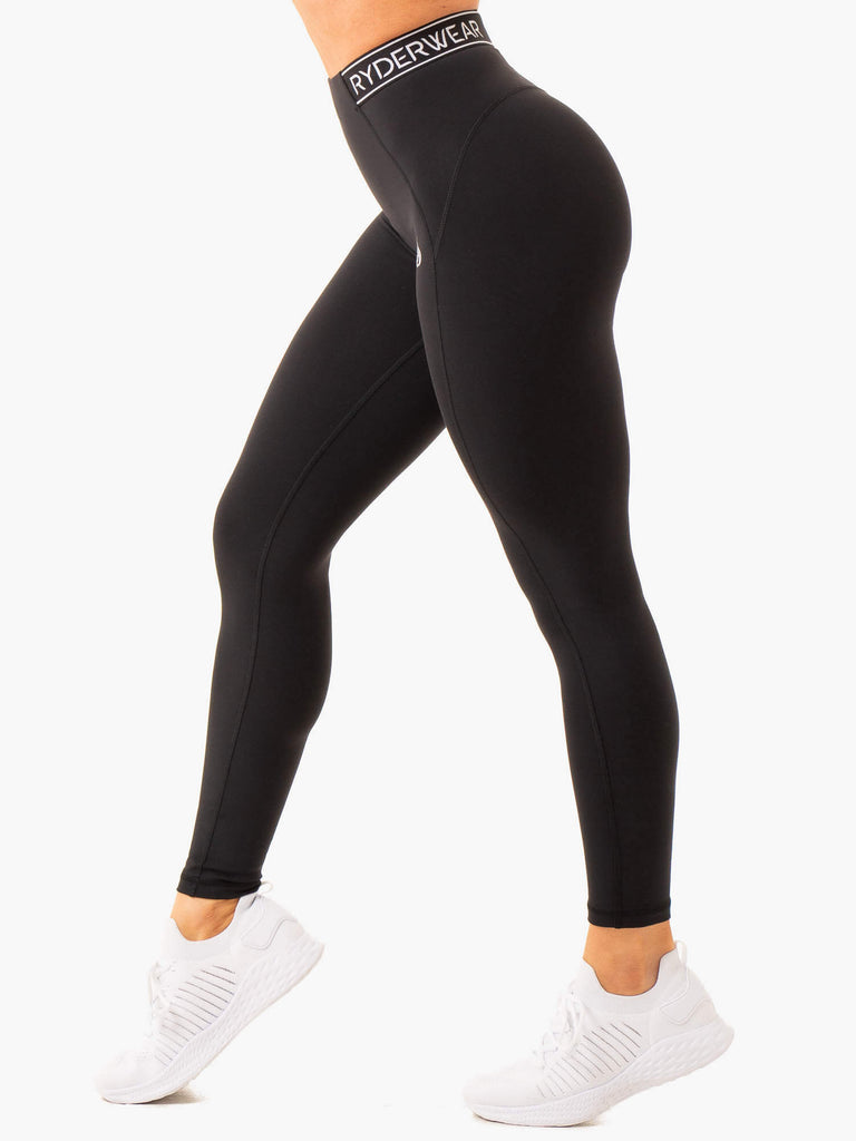 Level Up High Waisted Scrunch Leggings - Black - Ryderwear Wholesale (AU)